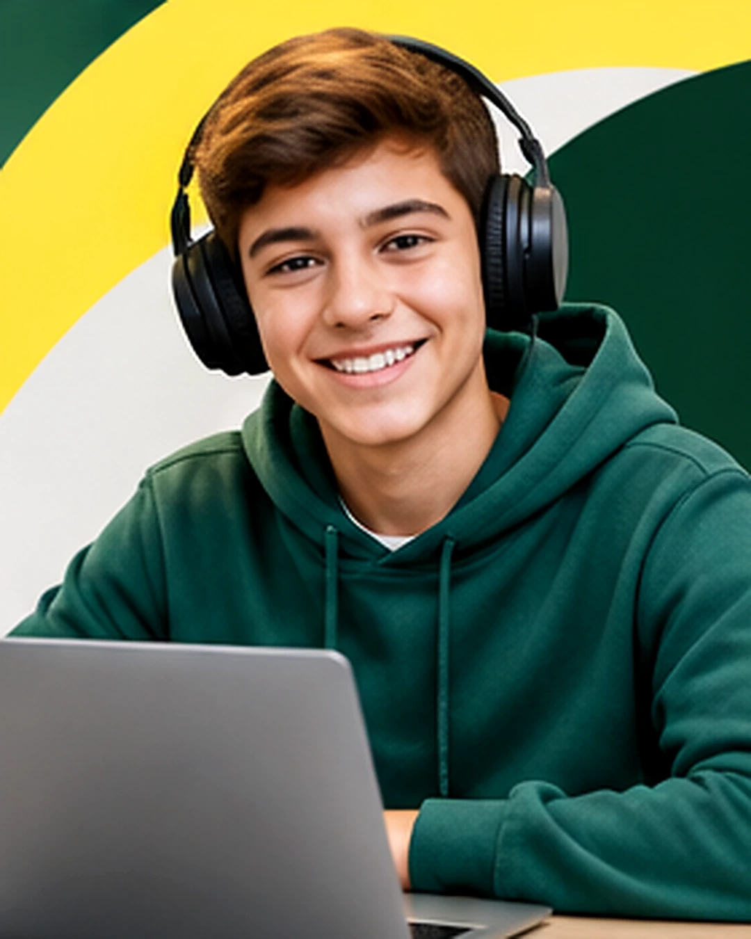 Teenager learning English online